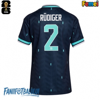 Germania Antonio Rudiger #2 Echipament de Fotbal Replică Mondial 2026 Femei Deplasare